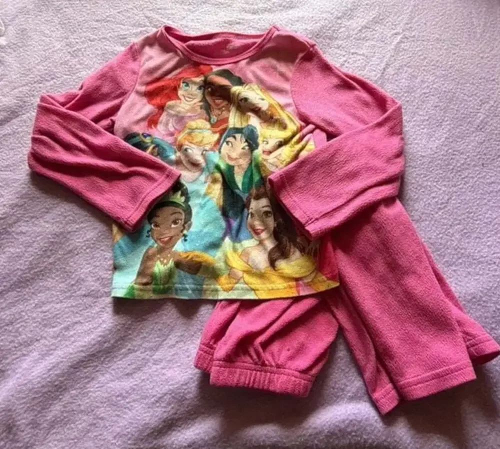 Disney Princess Girls Fleece 2-Piece Long Sleeve Pajama Set Size XS (4/5)
